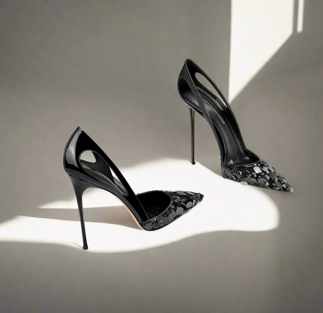 Talon aiguille à paillettes