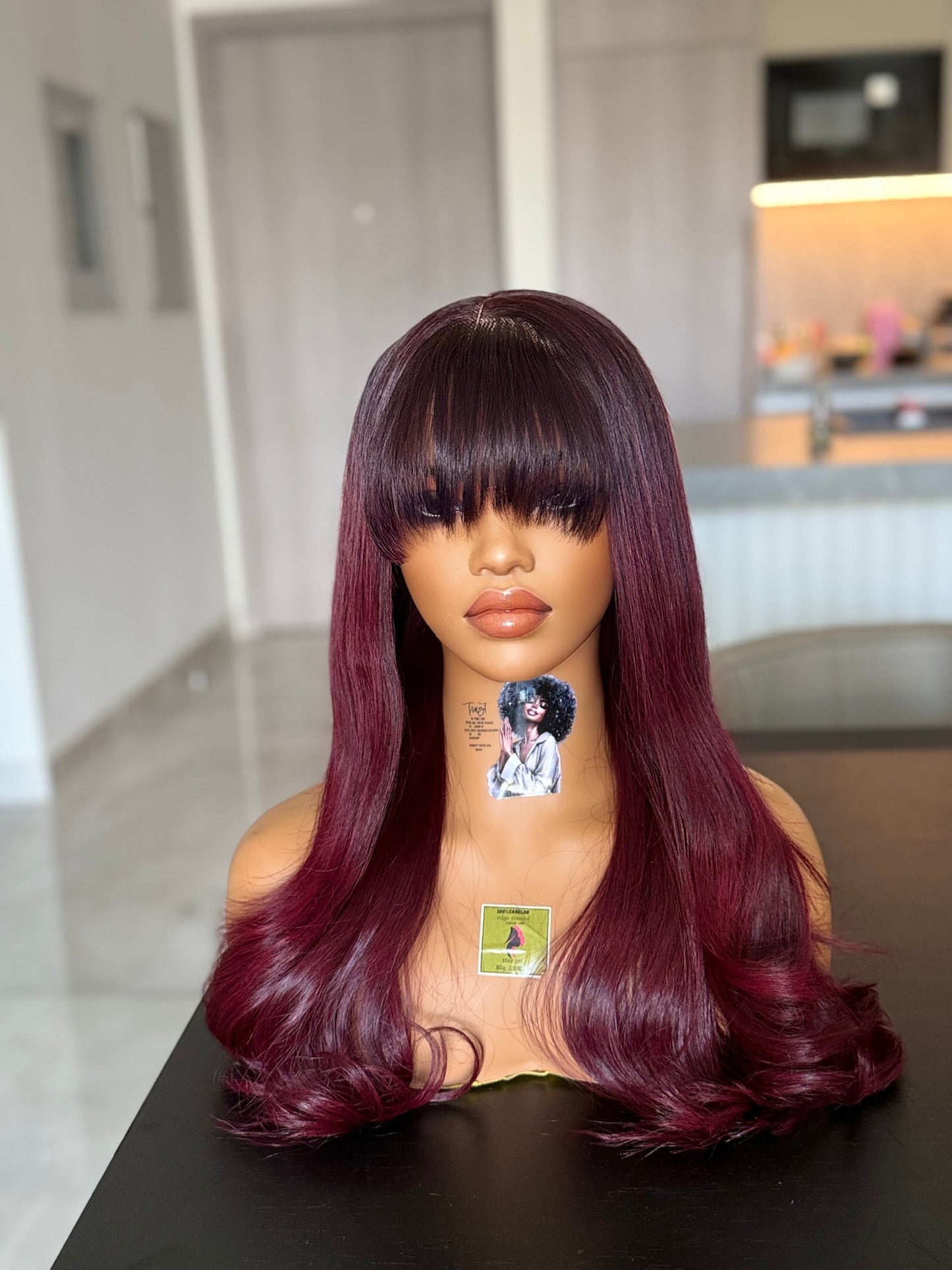 Bordeaux frange wig 5x5