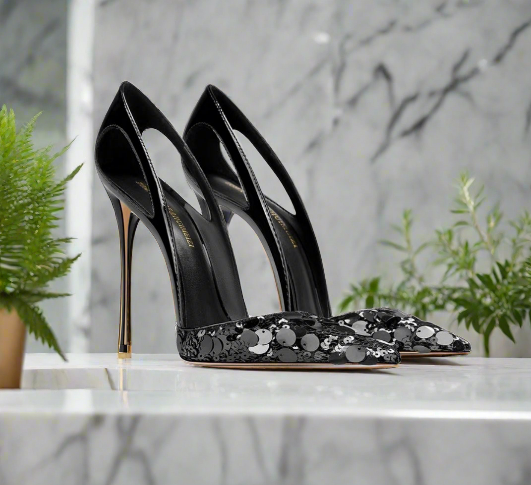 Talon aiguille à paillettes