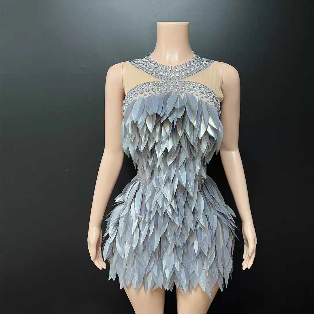 Gray feather dress