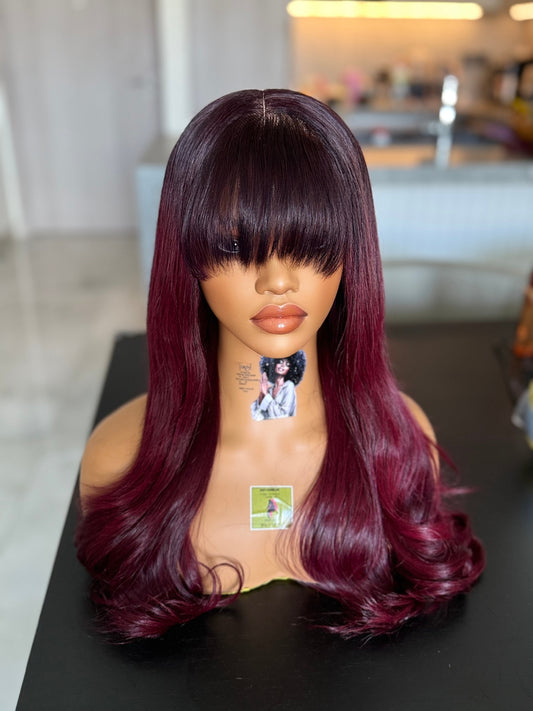 Bordeaux frange wig 5x5
